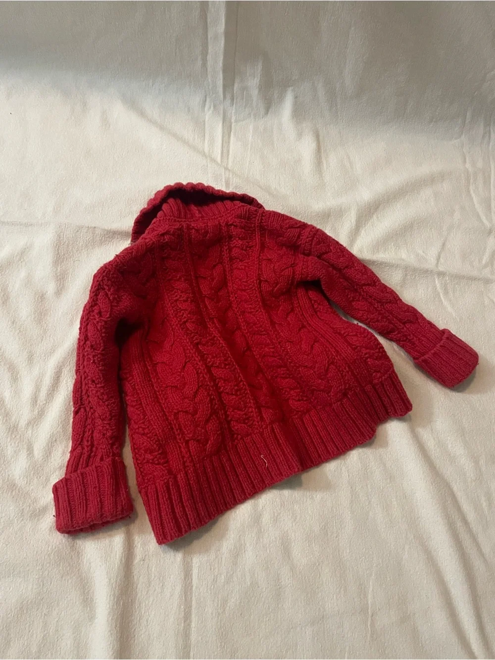 GAP Red Cable-Knit Shawl Collar Cardigan